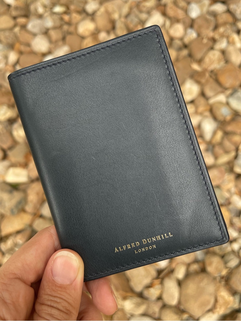 Alfred Dunhill London Mens Navy Leather Bifold Wallet Luxury Designer EUC